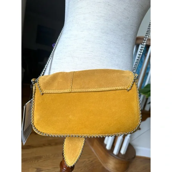 Zara Mustard Yellow Suede Bow Accent Crossbody Bag With Studs, NWT - Picture 11 of 12